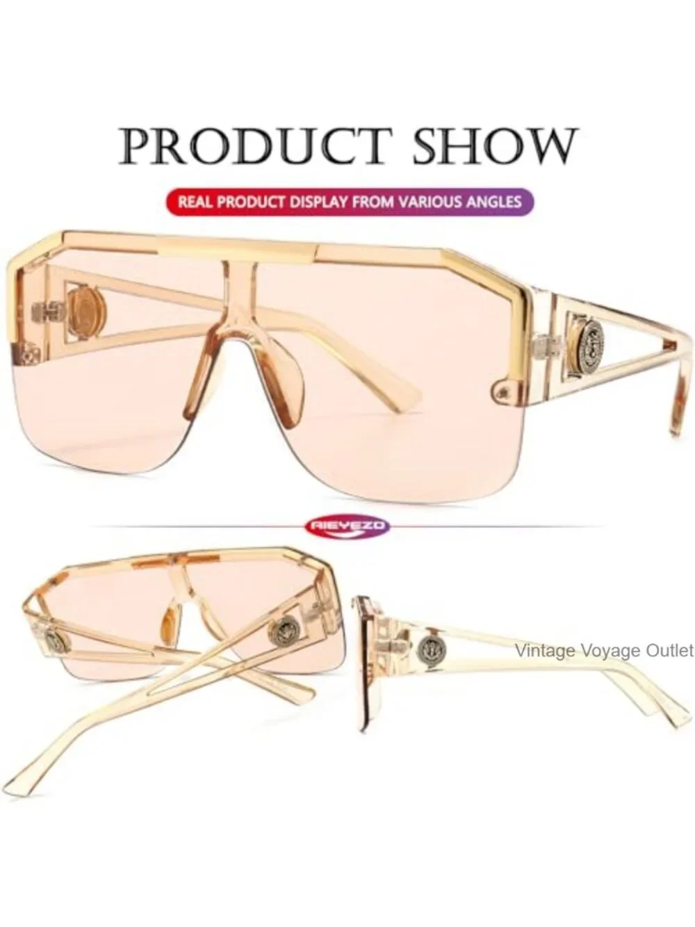 AIEYEZO Oversized Square Shield Sunglasses for Men Women Retro Style